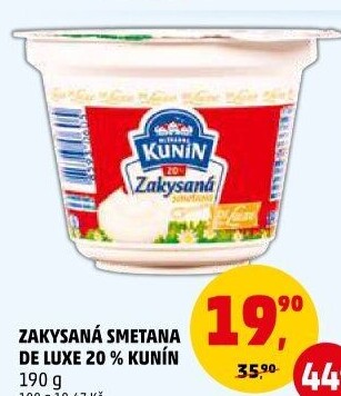 Zakysaná smetana de luxe Mlékárna Kunín 20%