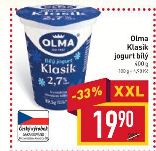 Bílý jogurt Klasik Olma