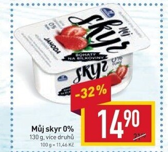 Dezert zakysaný ochucený Můj Skyr 0% Milko