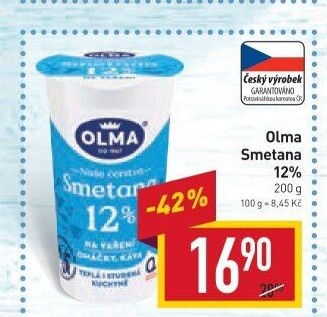 Smetana na vaření Olma 12%