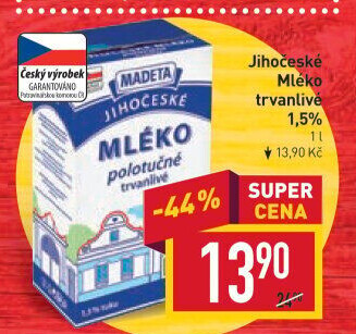 Mléko trvanlivé Jihočeské Madeta - 1,5% polotučné