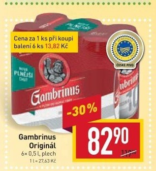 Pivo světlé výčepní Originál 10° Gambrinus