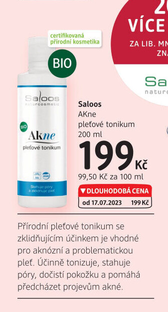 Pleťové tonikum AKne bio Saloos