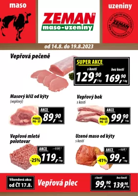 akční leták ZEMAN maso - uzeniny 14.8.2023-19.8.2023