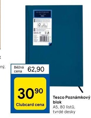 Poznámkový blok A5 Tesco