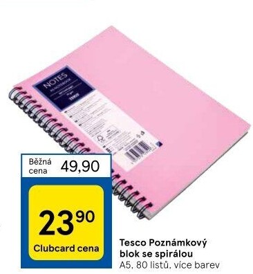 Poznámkový blok A5 Tesco