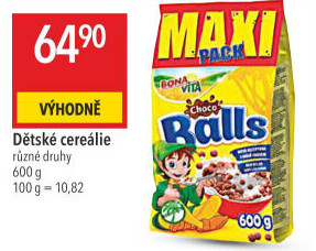 Cereálie Čokoládové kuličky Balls Bonavita