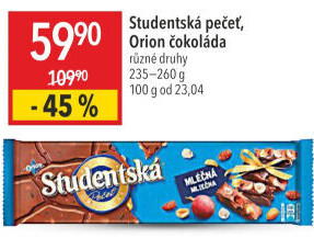 Čokoláda Studentská pečeť Orion