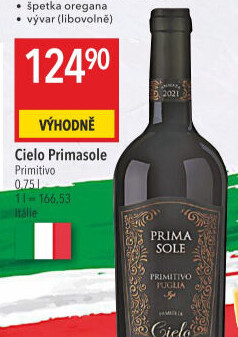 Víno Primitivo Primasole Cielo