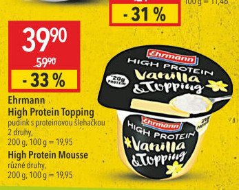 Dezert pudink se šlehačkou High protein topping Ehrmann