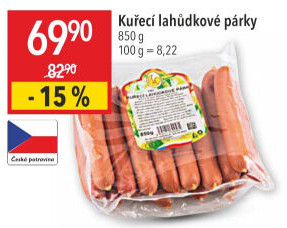 Párky kuřecí lahůdkové DZ Klatovy