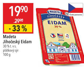 Sýr Eidam Jihočeský 30% Madeta