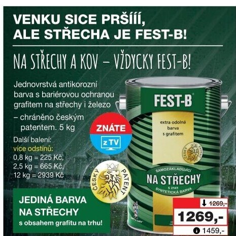 Nátěr na střechy Fest - B Barvy a laky Hostivař