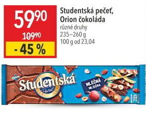 Čokoláda Studentská pečeť Orion
