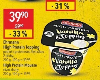 Dezert pudink se šlehačkou High protein topping Ehrmann