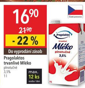 Mléko trvanlivé Pragolaktos - 3,5% plnotučné