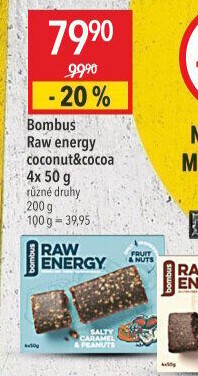 Tyčinka Bombus Raw bez lepku Energy