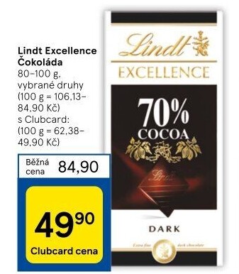 Čokoláda Excellence Lindt