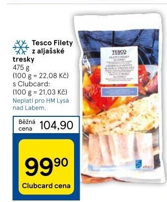 Filety z aljašské tresky mražené Tesco