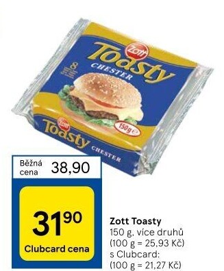 Sýr tavený plátky Toasty Zott