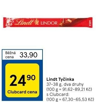 Tyčinka čokoládová Lindor Lindt