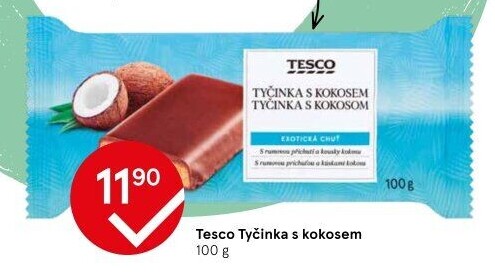 Tyčinka čokoládová s kokosem Tesco