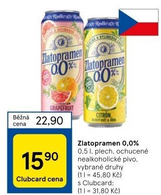 Nealkoholické pivo ochucené Radler Zlatopramen