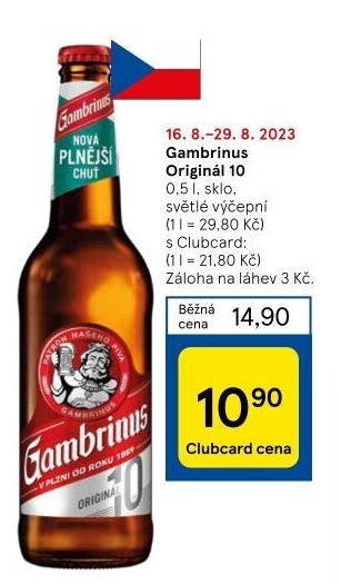 Pivo světlé výčepní Originál 10° Gambrinus