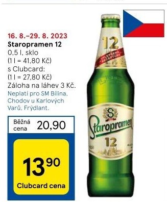Pivo světlý ležák 12° Staropramen