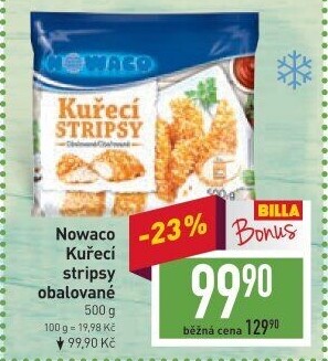 Kuřecí stripsy mražené Nowaco