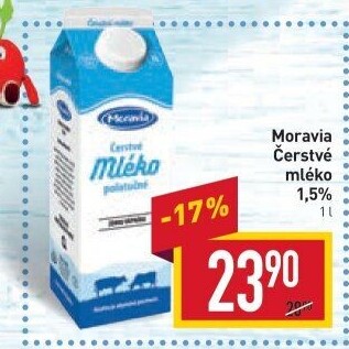 Mléko čerstvé Moravia - 1,5% polotučné