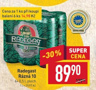 Pivo světlé výčepní Rázná 10° Radegast