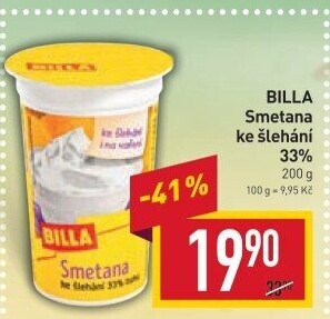 Smetana ke šlehání Billa 33%