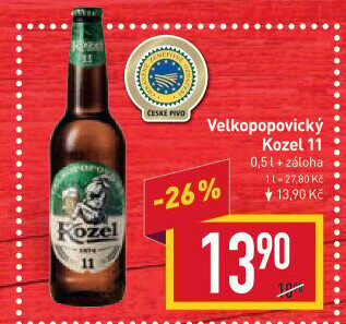Pivo ležák 11° Velkopopovický Kozel