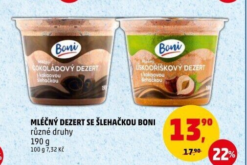 Dezert mléčný se šlehačkou Boni