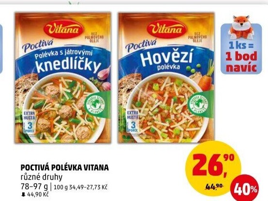Instantní polévky Poctivá polévka Vitana