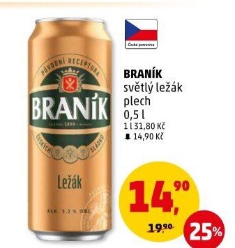 Pivo světlý ležák 11° Jedenáctka Braník
