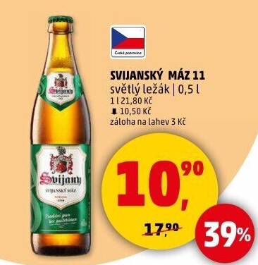 Pivo světlý ležák 11° Svijanský Máz Svijany