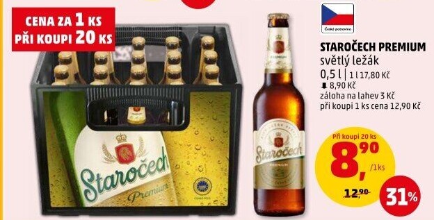 Pivo světlý ležák Premium Staročech