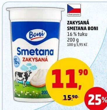 Smetana zakysaná Boni 16%