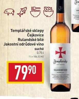 Víno Rulandské bílé Templářské sklepy Čejkovice