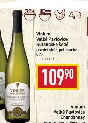 Víno Rulandské šedé Vinium Velké Pavlovice - pozdní sběr