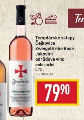 Víno Zweigeltrebe Rosé Templářské sklepy Čejkovice