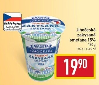 Smetana zakysaná Jihočeská Madeta 15%