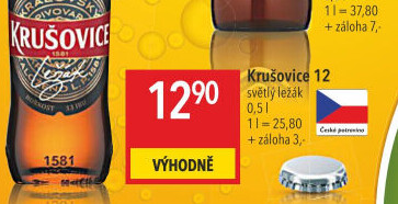Pivo světlé Královský ležák 12° Krušovice