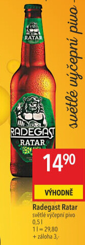 Pivo světlé výčepní Ratar Radegast