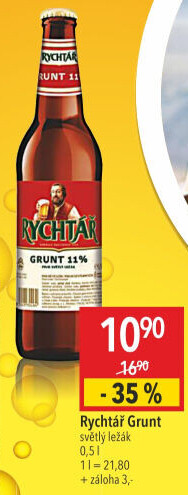 Pivo světlý ležák 11° Grunt Pivovar Rychtář