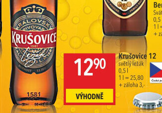 Pivo světlé Královský ležák 12° Krušovice