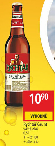 Pivo světlý ležák 11° Grunt Pivovar Rychtář
