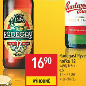 Pivo světlý ležák 12° Ryze hořká Radegast